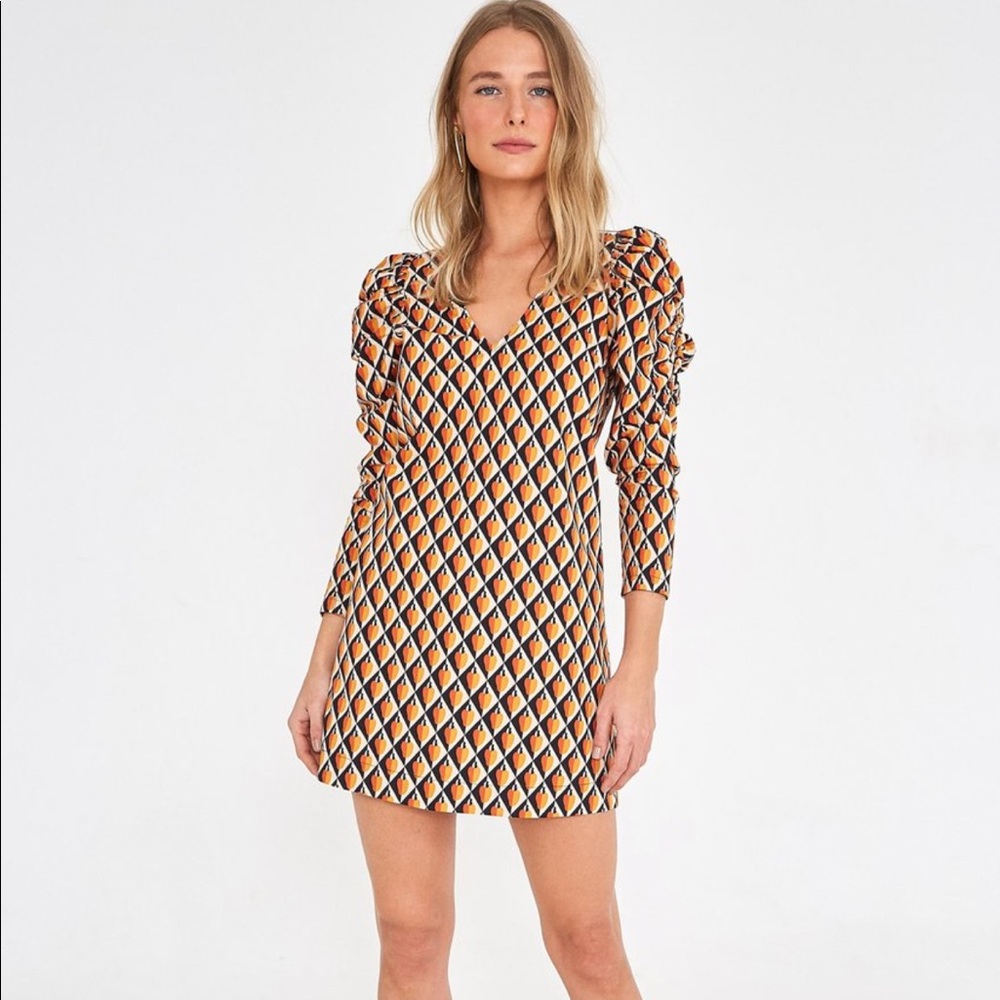 Farm Rio Graphic Cashew Print Mini Dress Sz Large